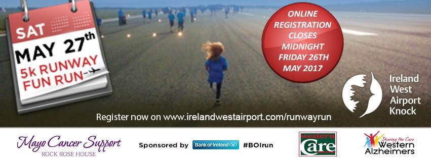 Irelandwest's tweet photo. There's still time to register your place for our 5k Runway Fun On https://t.co/3tjgwsSX9W. Registration closes Friday at midnight #BOIrun https://t.co/wIogZAsE3V