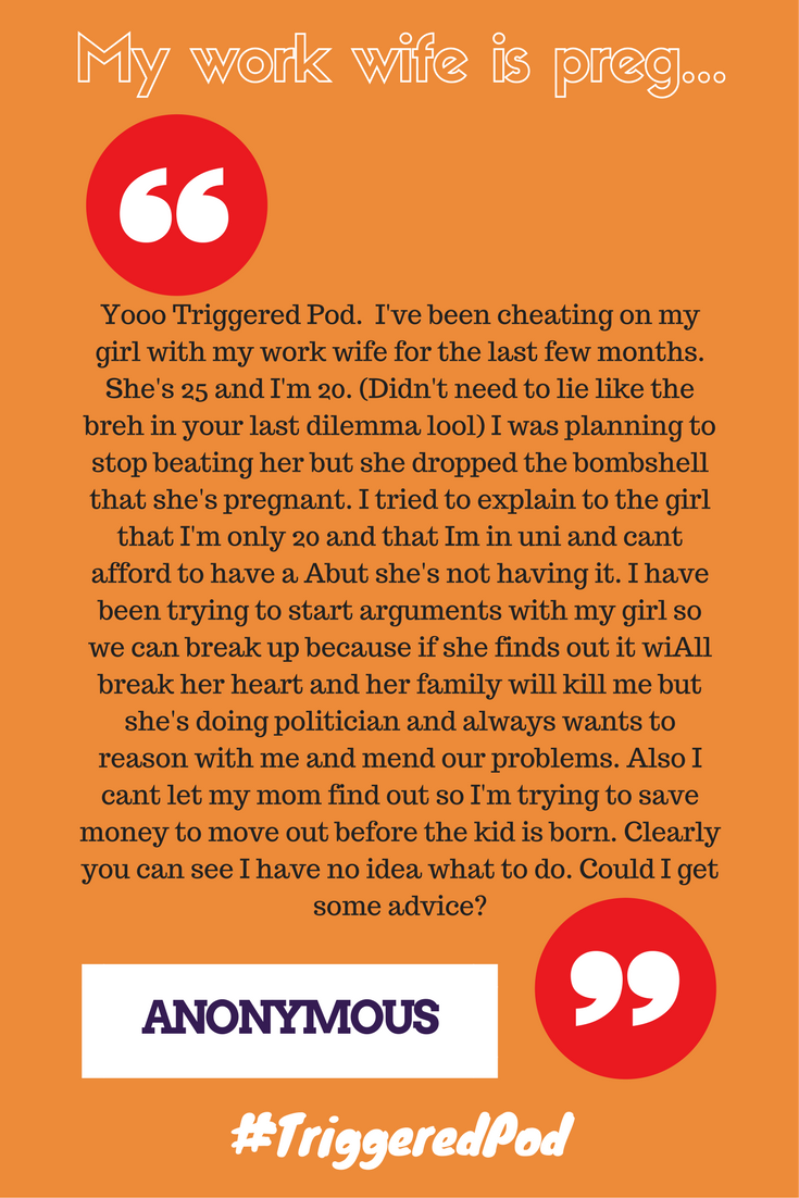 ByTheMandem's tweet photo. #TriggeredHelps My work wife is preg... Read For Full Dilemma https://t.co/iZBpVRd6CE
