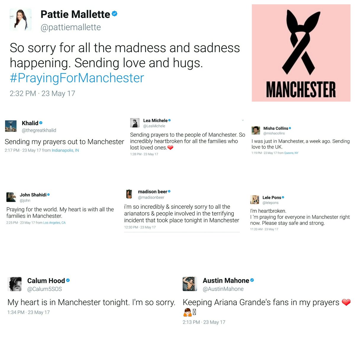 CJBieberock's tweet photo. Sending our love and prayers to everyone affected at @ArianaGrande's Dangerous Woman Tour in Manchester. 🙏❤ #PrayForManchester #Manchester https://t.co/QfQ4HUX2JJ