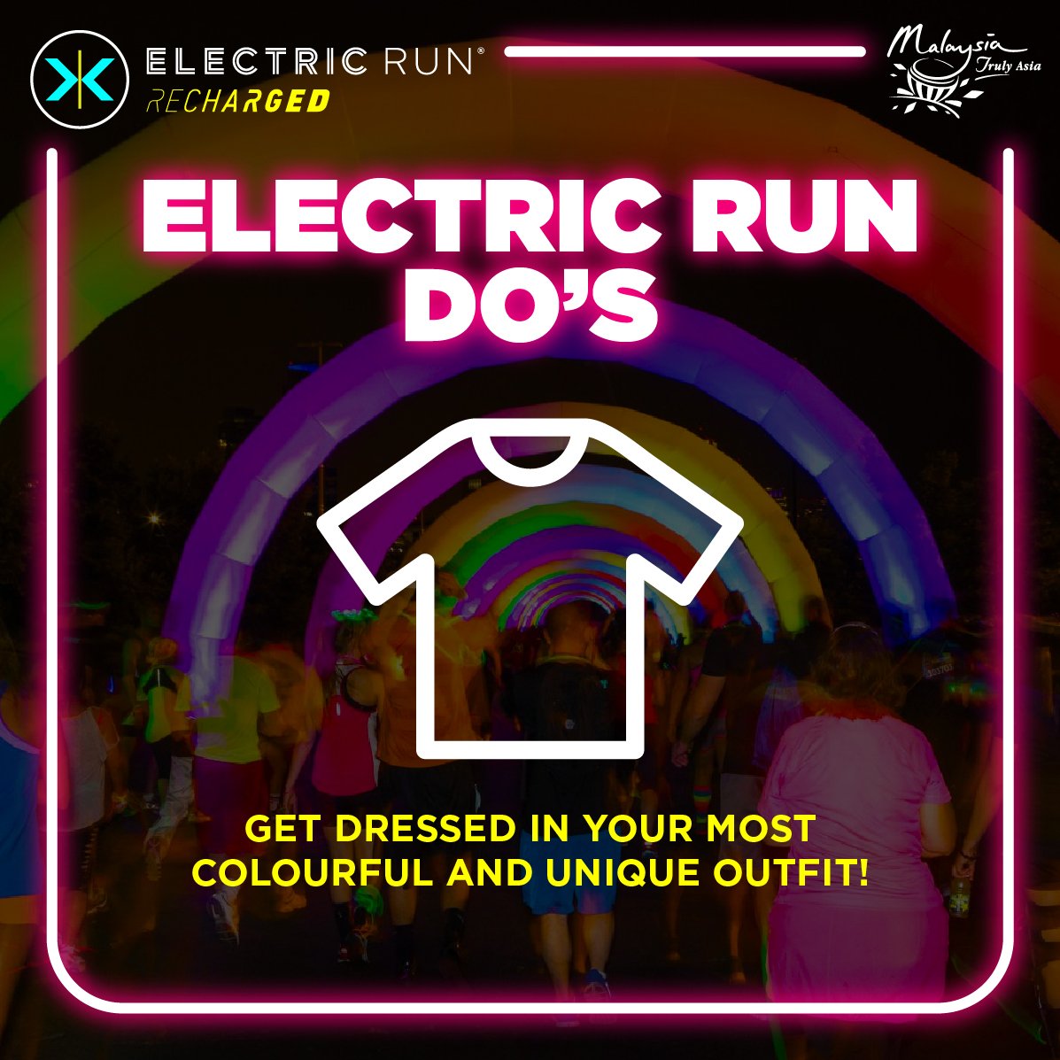electricrunmy's tweet photo. Electric Run is the perfect chance for you to wear your most colourful outfit!
#ElectricRunMY #RunTheNightMY #mymajorevents https://t.co/BfmbnlHpqI