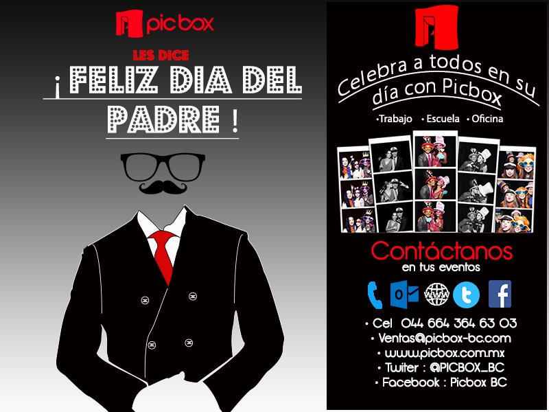 picbox_bc's tweet photo. ¡Este día del padre queremos celebrarlo contigo, contáctanos ! :D 
#PicboxEsDiversión #FotosIlimitadas #DisfracesOriginales https://t.co/gtCcNrcqHC