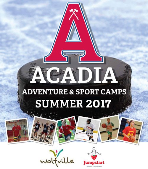 Register for summer camps that include <a href="/AcadiaU/">Acadia University</a>  sports camps &amp; <a href="/TownOfWolfville/">Wolfville</a>  adventure camps. Register now at acadiaathletics.ca/camps