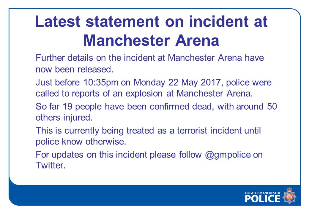 Royaume-Uni: au moins 19 morts et 50 blessés à Manchester après une explosion DAeFyy9XcAE1P60