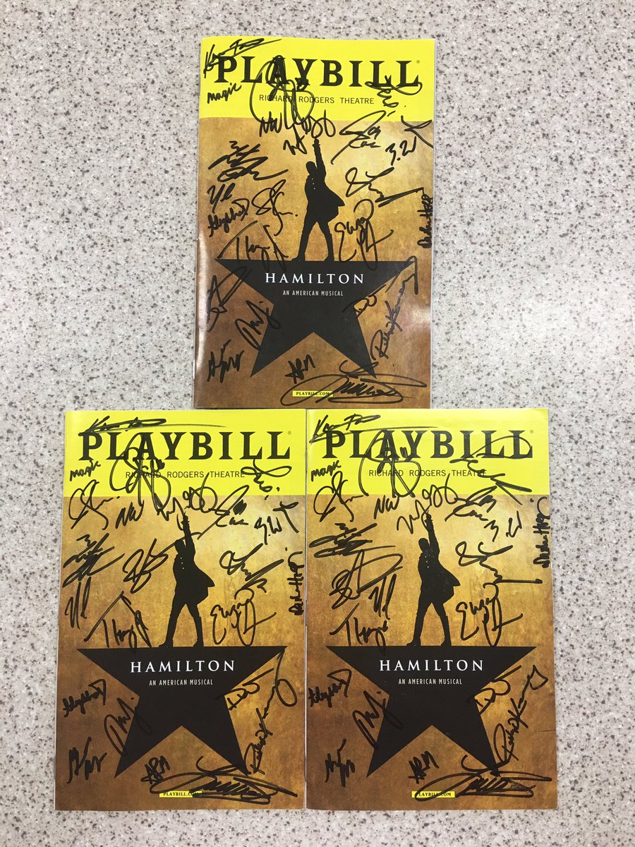 HamFanPapers's tweet photo. Did someone say give away time? Stay tuned for a chance to win one of these signed playbills! #HamFam #GiveAway @HamiltonMusical @playbill https://t.co/tZAugc2vIw