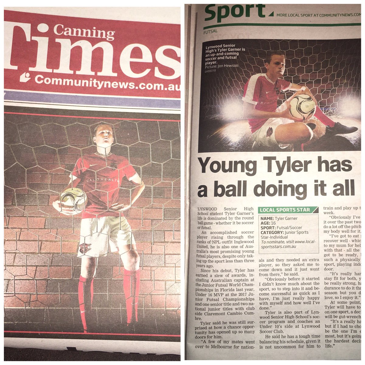 gem237's tweet photo. Congratulations Tyler Garner nominated for the Local Junior Sports Star Award. #futsal #soccer #localsportsstar #canningtimes @InglewoodSC https://t.co/T10CDTOb7N