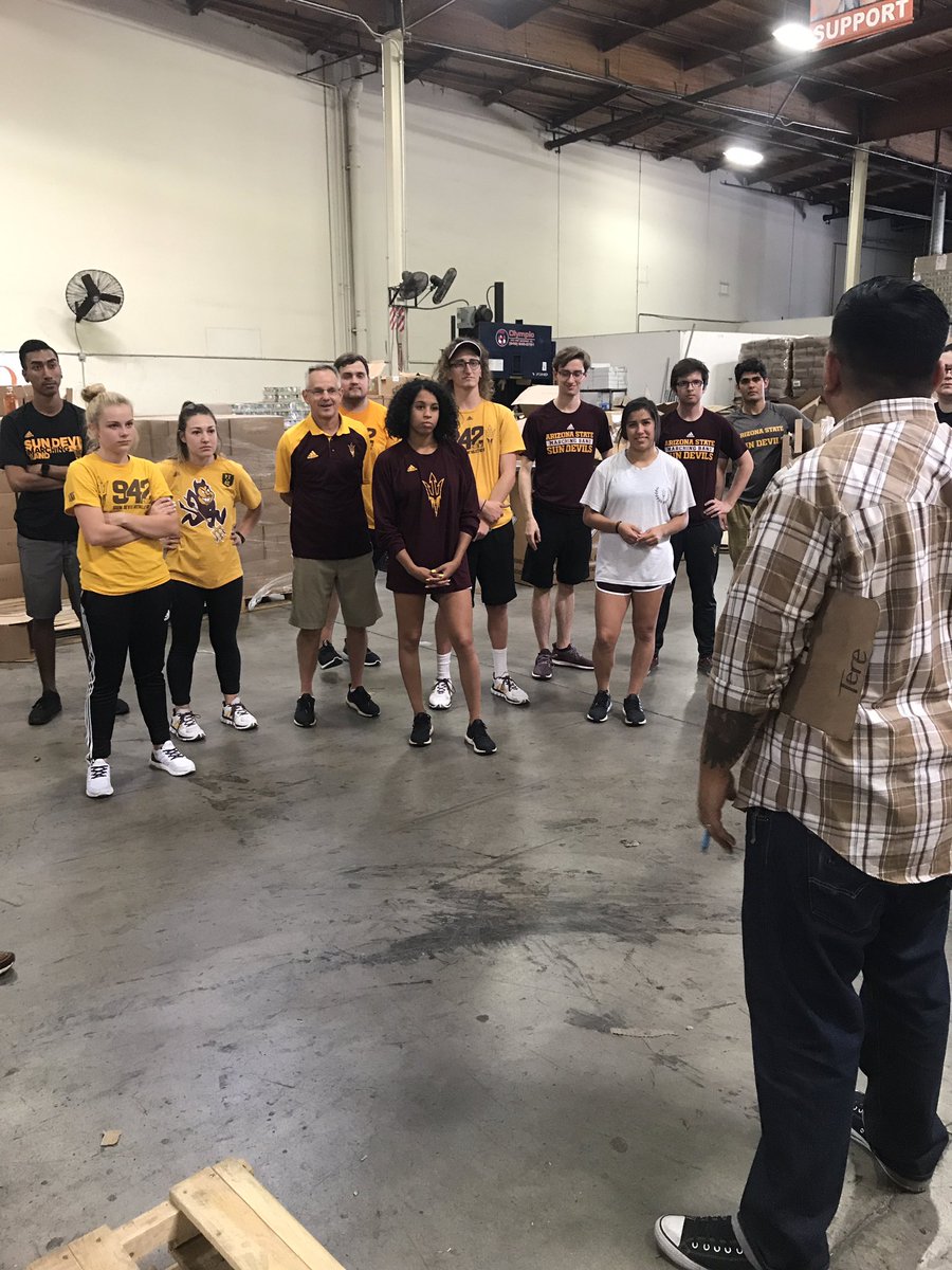 942Crew's tweet photo. No better way to start the Anaheim trip than packing food boxes at @OC_FoodBank #SunDevilServe #SunDevilCaravan https://t.co/CFgCE08E6N