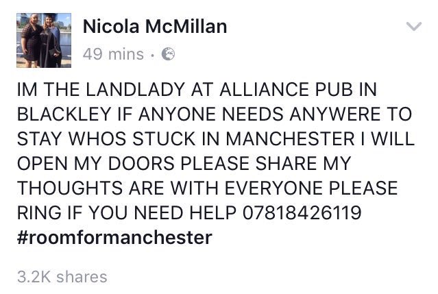 queendaisydavis's tweet photo. #Manchester #RoomForManchester This lady is willing to help! https://t.co/M0KRvHTnA4
