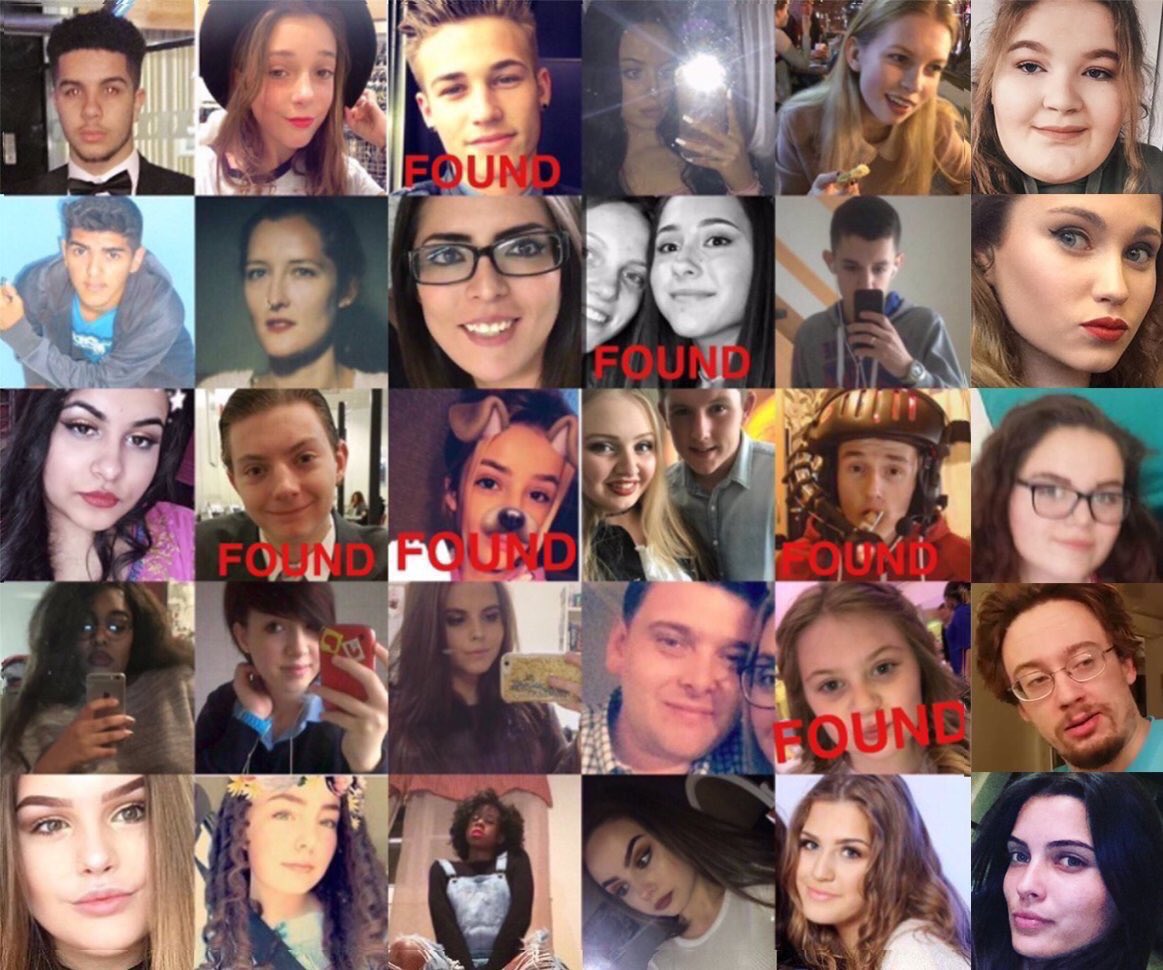 RIPManchester's tweet photo. PLEASE RT AND HELP TO FIND THEM. THIS IS THE UPDATED ONE #Manchester #Ariana #ariannagrande #ArianaGrandeBKK2017 https://t.co/kqcThCIu8Z