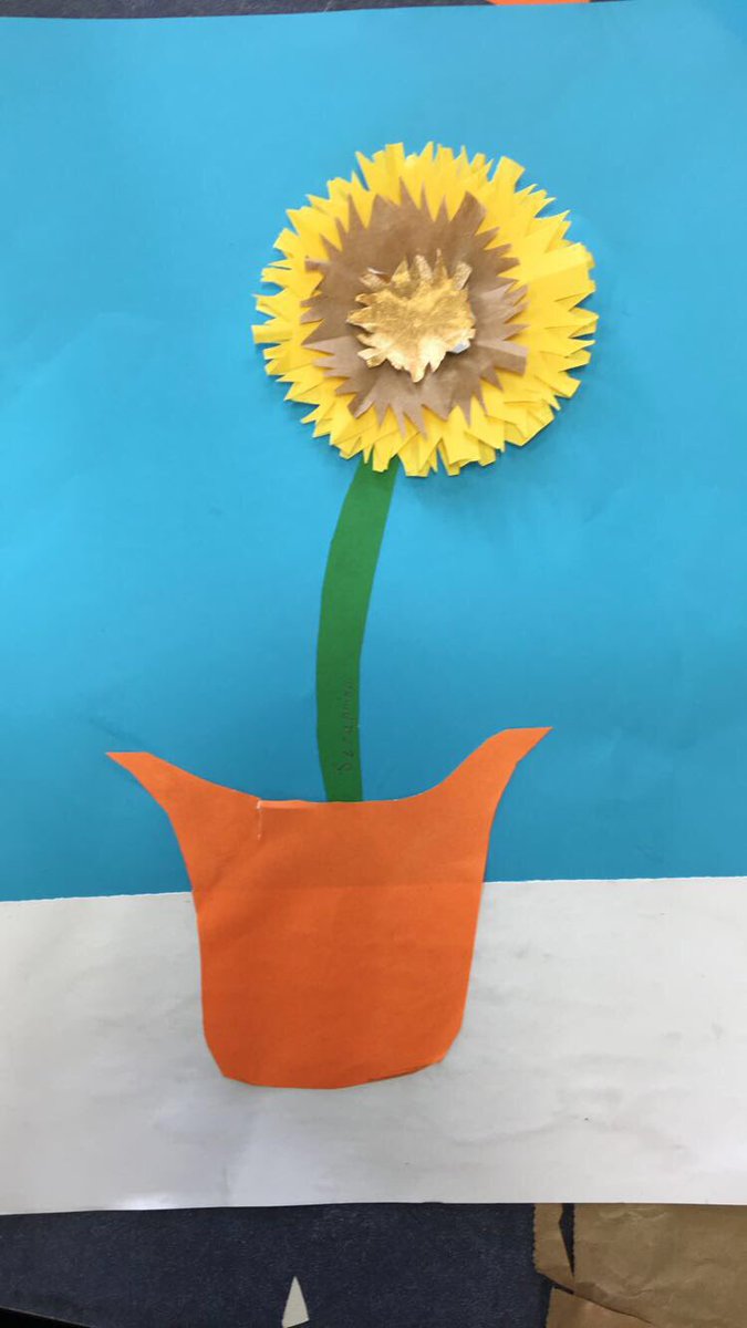 kerrifoy's tweet photo. Year 3's gone wild with creating their own representations of Van Gogh's Sunflower portrait. #acuedu_p https://t.co/F2qppOzVWf