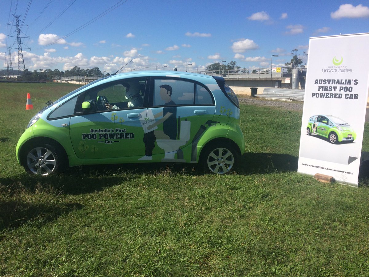 PhilWillmington's tweet photo. Australia's 1st poo-powered car driven by "The Stink!" @9NewsQueensland https://t.co/wNKf357snU