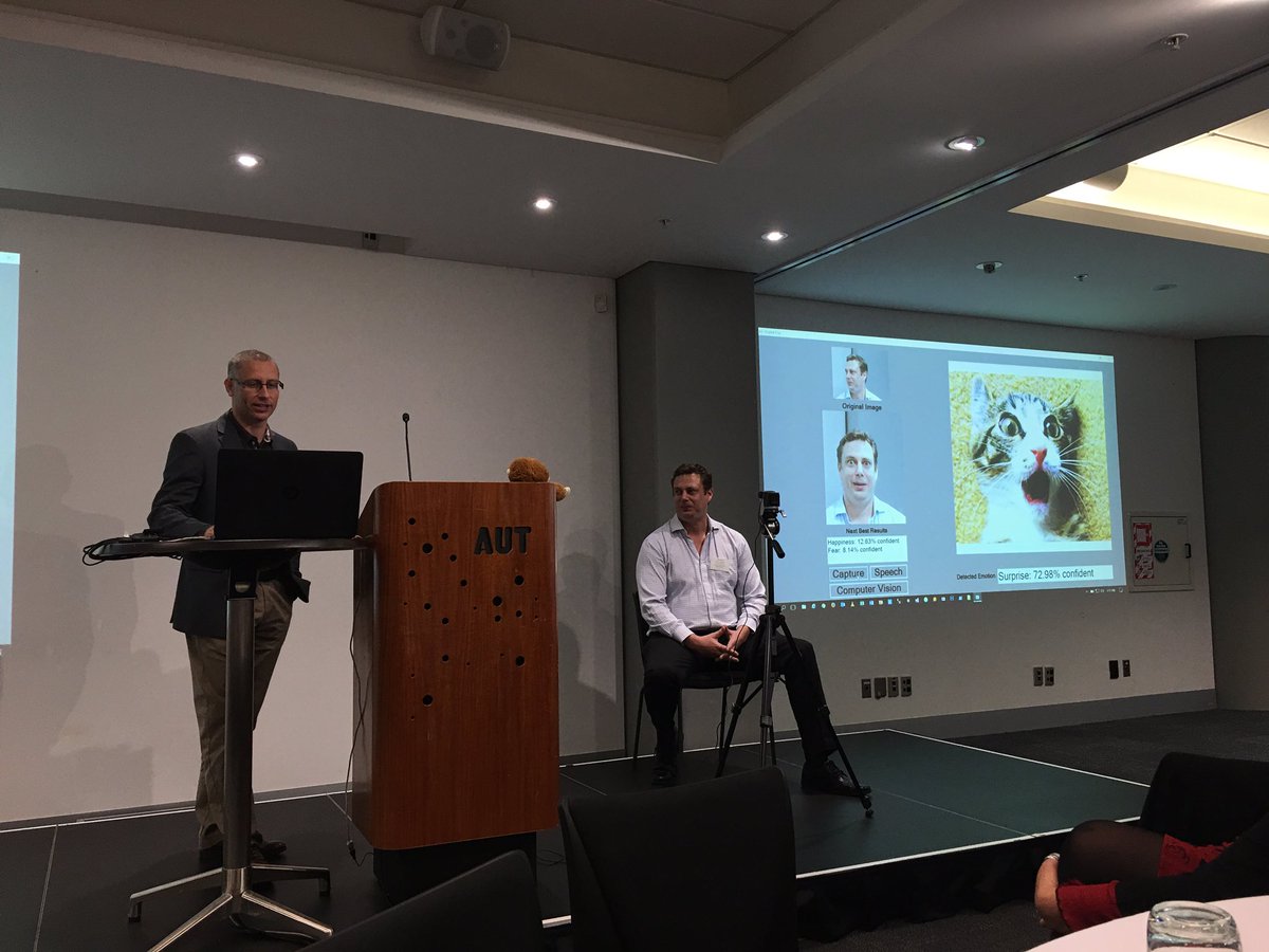kiwipork's tweet photo. Mike dabbling with AI technology @MrMikeShaw #autdigiday https://t.co/fTnmdE4Hxm