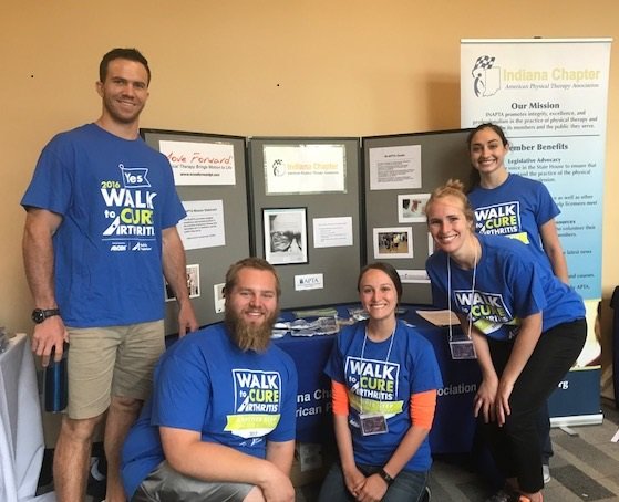 IndianaAPTA's tweet photo. UIndy DPT students at the Arthritis Foundation's Walk to Cure Arthritis. Students had a booth and helped on the course #INAPTA #UIndy https://t.co/MoOrVBVrbp