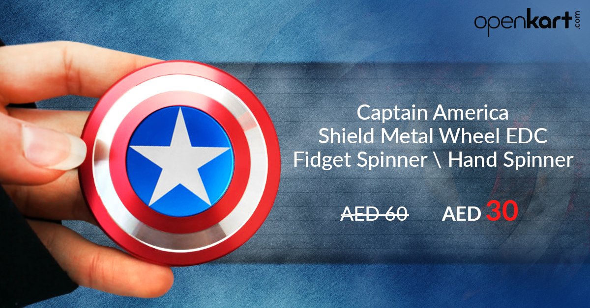 OpenKartOnline's tweet photo. Fidget Hand Spinner with a #CaptainAmerica Shield Design, an innovative &amp; effective way to relieve stress.
https://t.co/genGN2WSWa https://t.co/OI1Ijhlteq