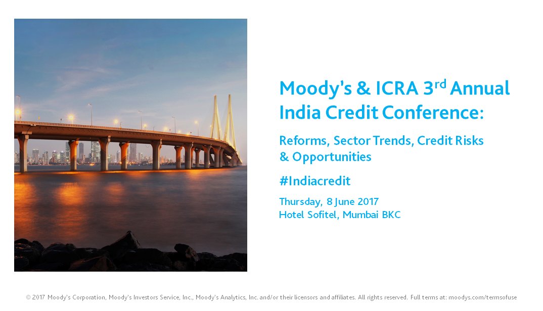 moodysratings's tweet photo. Moody’s annual #Indiacredit conference will be back in Mumbai on June 8. Book your seat now https://t.co/bHnkkLFS0s https://t.co/CZXkHsIFZ2