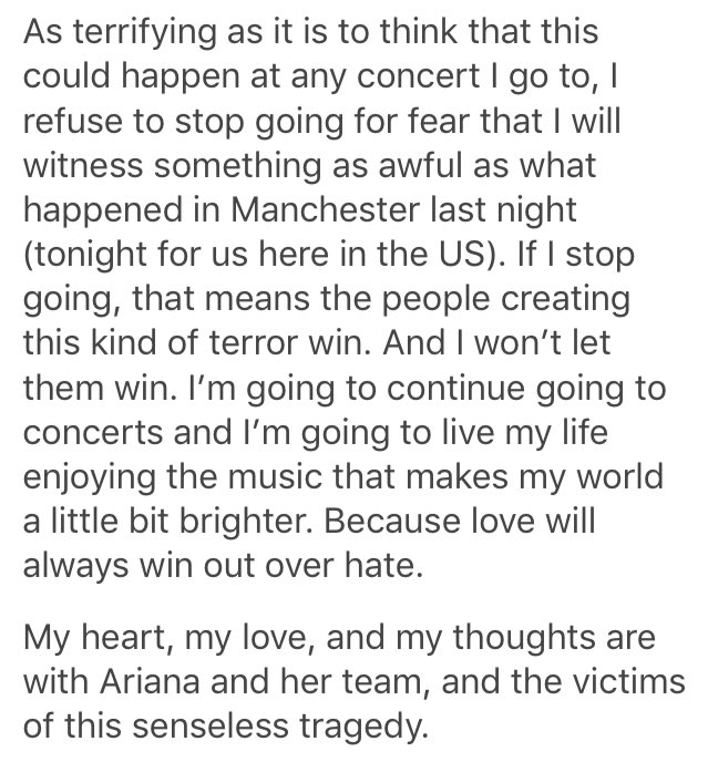 LeylaEm's tweet photo. "i'm going to live my life enjoying the music that makes my world a little bit brighter. because love will always win out over hate." https://t.co/Q64Evy9x6J