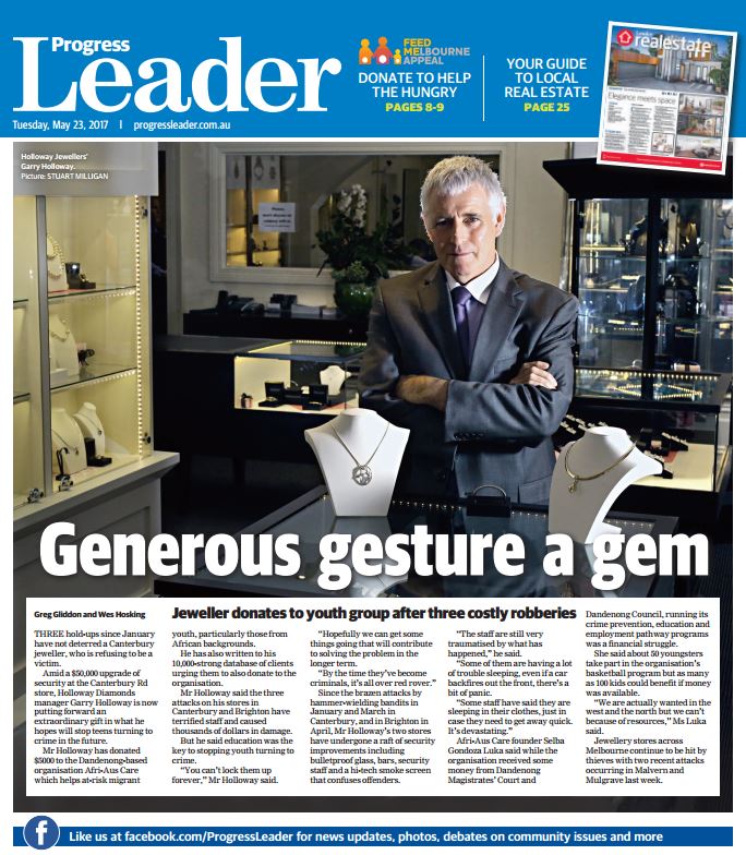 progressleader's tweet image. Here's this week's Progress Leader front page, featuring a jeweller's generous gesture: bit.ly/2qJfBIS