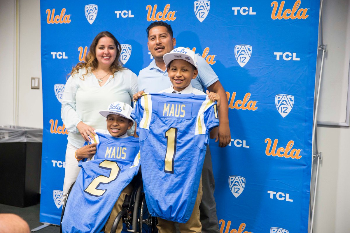 UCLAFootball's tweet photo. Meet Angelo and Alonzo Maus, the newest members of the team thanks to @GoTeamIMPACT.

#GoBruins https://t.co/XBSejmNfVR