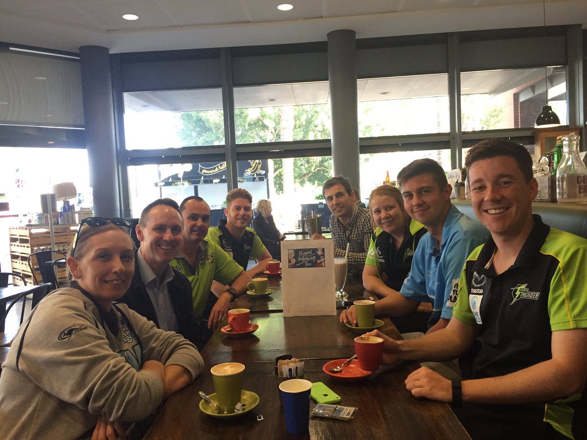 njtoscan's tweet photo. @CricketNSW Team #GWS celebrating @CancerCouncilOz #BiggestMorningTea at @olympicpark_syd #LoungeCafe 
#playcricket https://t.co/cU6lORo6y5