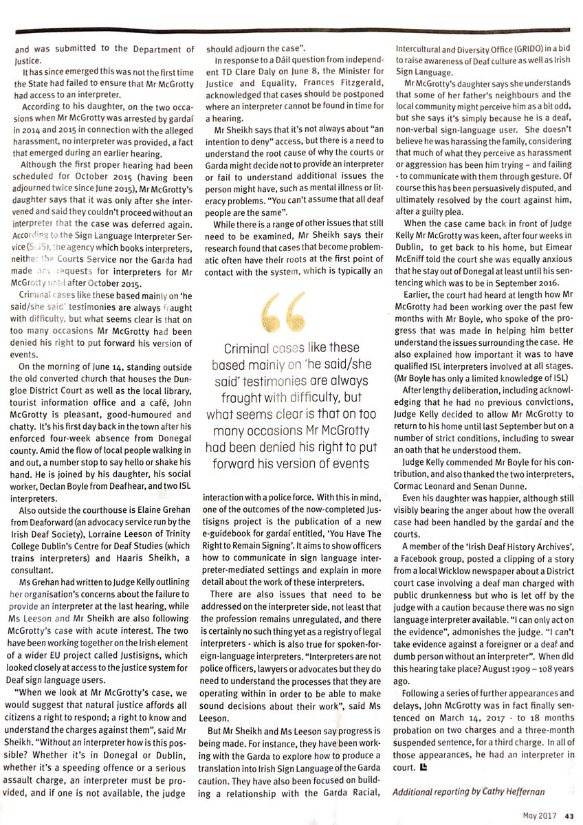 Good article from The Village Magazine featuring our work on <a href="/justisigns/">justisigns</a> @CDSTCD <a href="/leesonl/">Prof Lorraine Leeson, PhD</a> <a href="/IrishDeafSoc/">Irish Deaf Society</a> <a href="/igimedia/">Interesource Group</a> <a href="/sineaddesmond/">Sinéad Desmond</a> <a href="/gardainfo/">Garda Info</a>