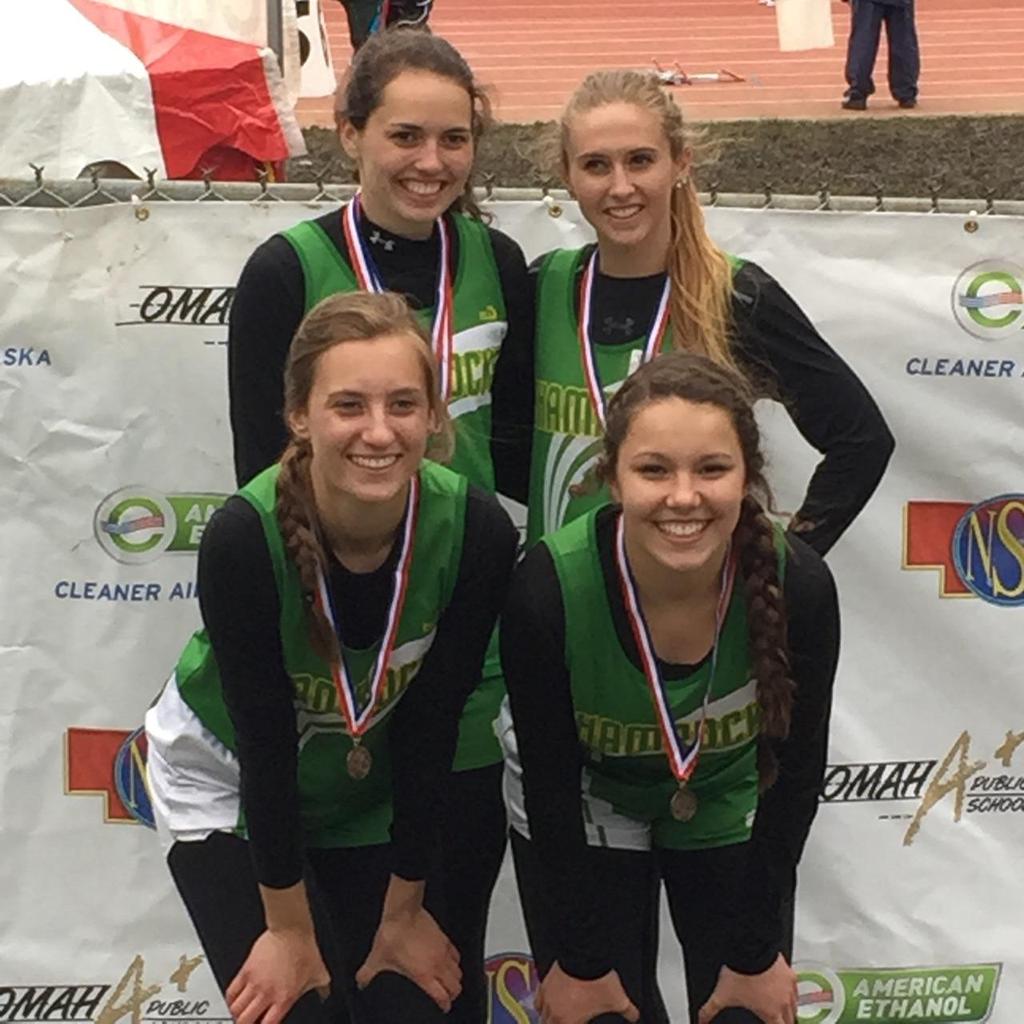 SpaldingAcademy's tweet photo. State Track 2017. Maddie places 3rd in high jump. 1600m Relay places 6th. Briana places 11th in 400m. 400m Relay places 13th. #shamrocktrack https://t.co/KADPXlwwXp