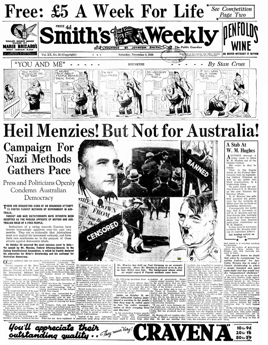 OzKitsch's tweet photo. That OTHER Menzies speech - in which he praises aspects of Hitler's Germany, November 1938
https://t.co/AQrNDCwW0E #auspol #ozhist https://t.co/aeljliOMpx