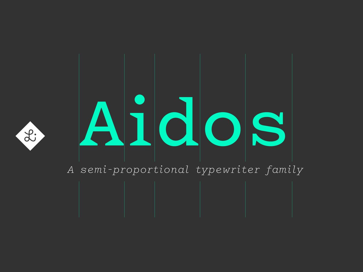Neu von <a href="/LigatureInc/">Ligature Inc</a>: Die Aidos wirkt wie eine Schreibmaschinenschrift, ist aber nicht streng dicktengleich ☞ myfonts.com/fonts/ligature…