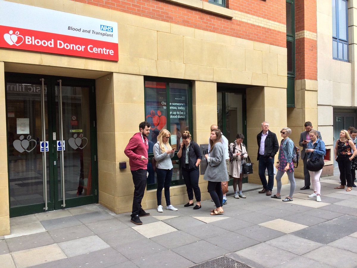 Mancunians answer call to donate blood after Arena bomb attack. One in the queue tells me they're all "throwing their arms around the city"