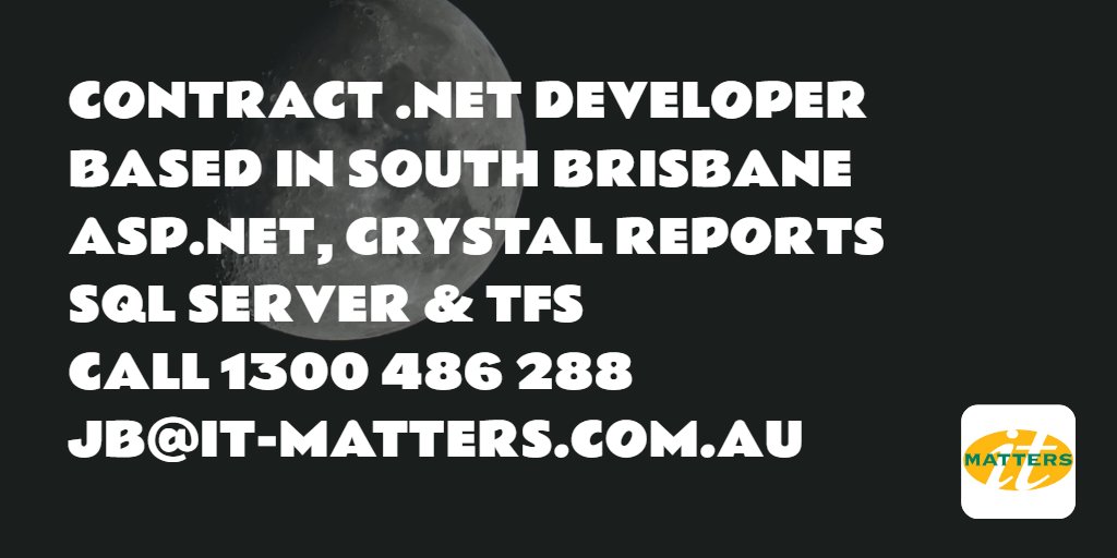 ITMattersJobs's tweet photo. #itjobs #contractjobs #brisbane #qld #asp #sql #itmatters https://t.co/QlWFKjskyD