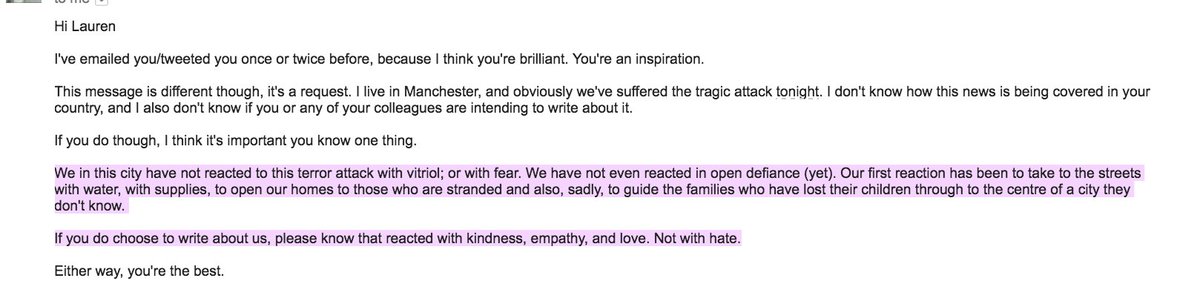 laurenduca's tweet image. Got this from a 23-year-old Manchester resident. Take a moment to read it?