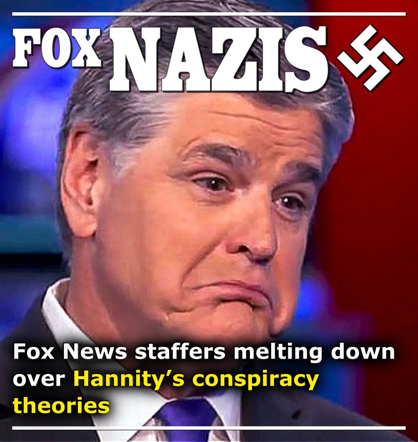 TexasPotShots's tweet photo. Fox News staffers melting down over Hannity’s conspiracy theories ― #ImpeachTrump #FoxNazis https://t.co/jK70ylhsrl https://t.co/MypDflVYl7