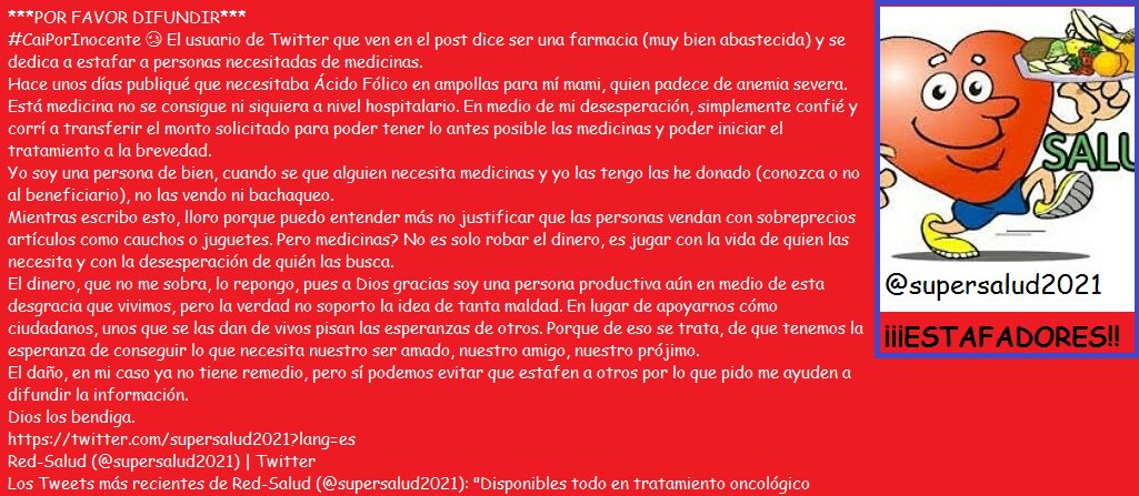soynoris's tweet photo. Por favor difunda esta información para q no estafen a nadie más,existen personas inescrupulosas y hay q darlas a conocer,Gracias por ayudar https://t.co/e7S22gJpsM