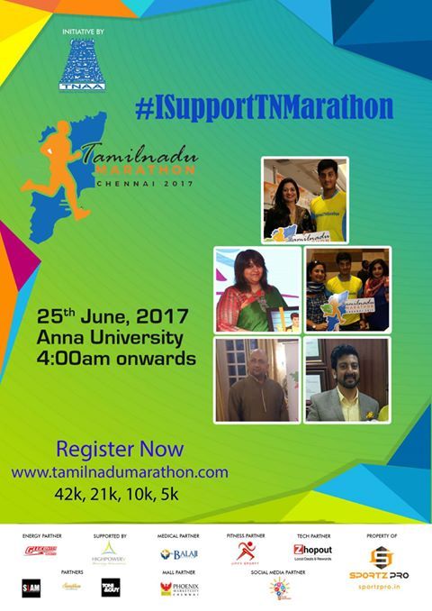 TNMarathon's tweet photo. Tamil Nadu Marathon 2017
Celebrities Support's For Tamilnadu Marathon
#TamilnaduMarathon #NammaTNMarathon #SupportOurAthletes #RunForACause https://t.co/5x6DrjeWsJ
