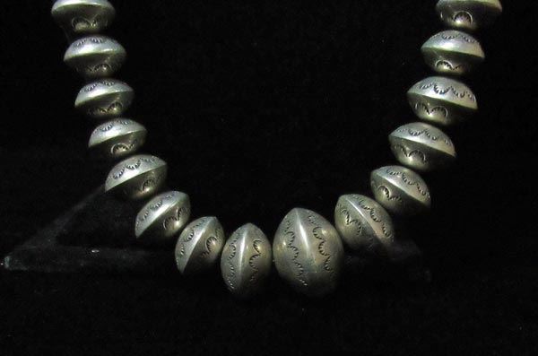 NativePawn's tweet image. #NativeAmericanIndian Dead Pawn Stamped #Silver Beads 16" long #buynow $1200 on bit.ly/2rcdLli #NavajoJewelry #Antique #Necklaces