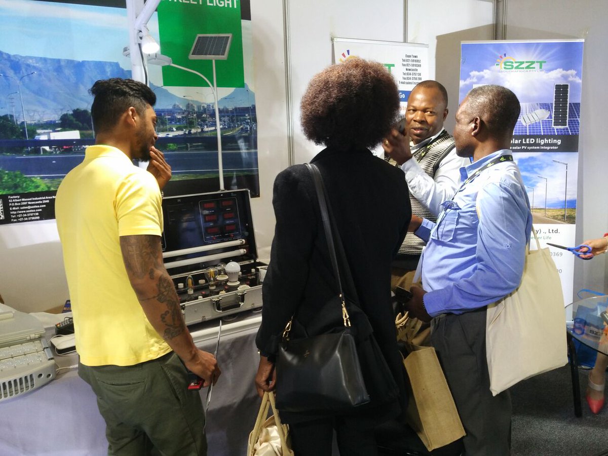 szztct's tweet photo. Some pictures taken at African Utility Week this past week!  #AUW2017 #szztct #cleanenergy #solarpower https://t.co/T5JEtYmGq7