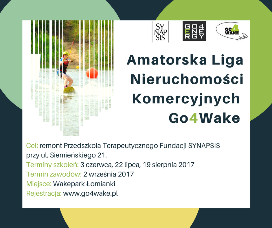Amatorskiej liga wakeboardowa branży nieruchomości komercyjnych wspiera Przedszkole Terapeutyczne <a href="/fsynapsis/">Fundacja SYNAPSIS</a>. Więcej go4wake.pl