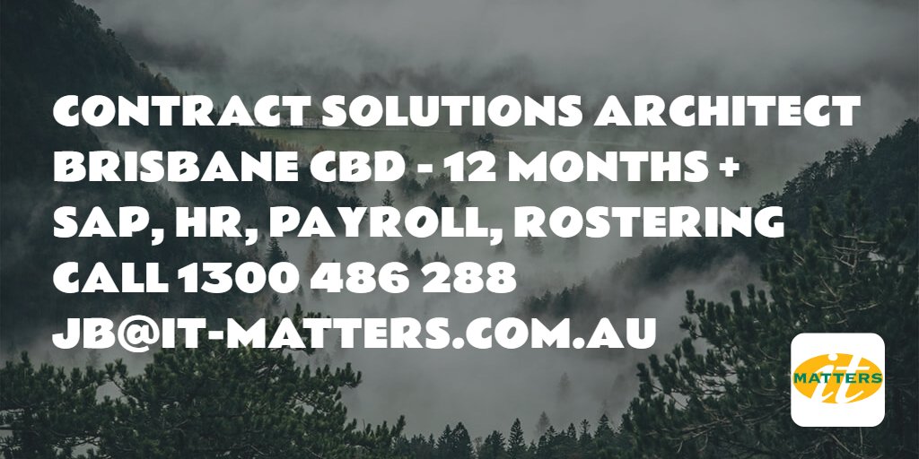 ITMattersJobs's tweet photo. #itjobs #brisbane #architecture #erp #sap #workbrain #contract #contractjobs #itmatters https://t.co/SFqvNwixJk
