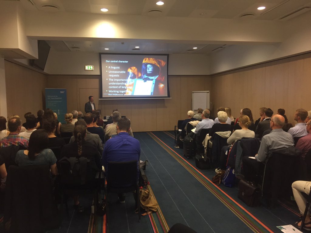 camille_SDL's tweet photo. Full room at the @sdltrados Copenhagen roadshow watching @SDL_DavidM present 'taking control of machines' https://t.co/BjchxT7R48