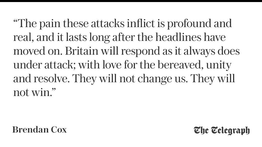 Telegraph's tweet photo. Brendan Cox: So much pain and so pointless #Manchester https://t.co/eBepga8dff https://t.co/XNnZLC90dg