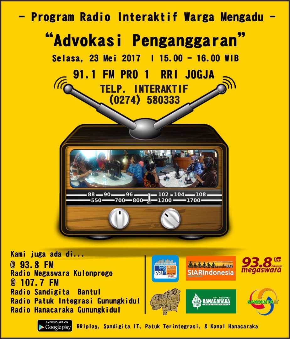 On air | <a href="/IdeaYogya/">IDEA Yogyakarta</a> @pro1fmjogja <a href="/megaswarakp/">Radionya Kulonprogo</a>  <a href="/SandigitaFm/">Radio Sandigita Fm</a> <a href="/patukintegrasi/">Patuk Terintegrasi</a> <a href="/HNCRKFM/">Wonosari Kota Hijau</a>