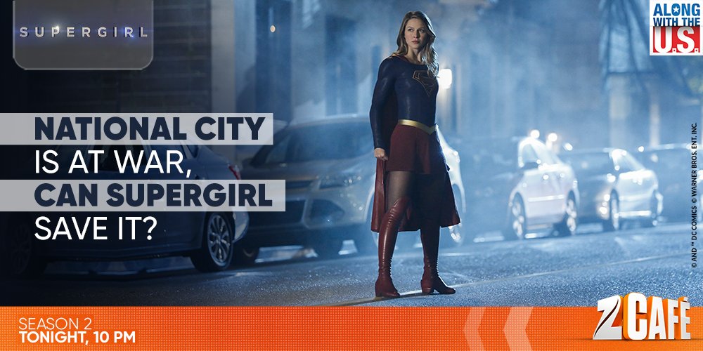 ZeeCafe's tweet photo. Lend your support to our favorite superhero! Watch #Supergirl battle it out to save her city, tonight at 10 PM. #AWUS #AllEyesOnNew https://t.co/Mu3YVvMQrg