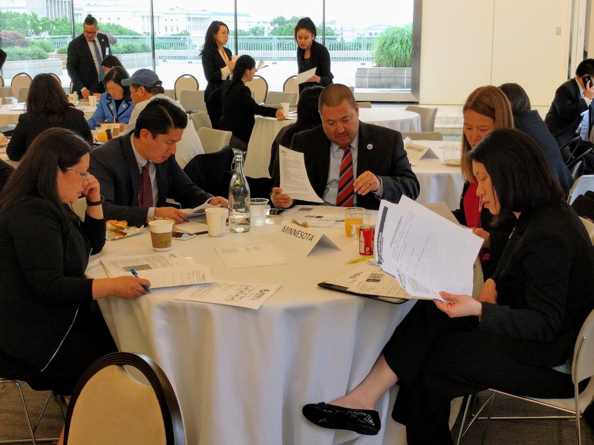 NAPABA's tweet photo. 💯 percent focus taking place at the @MNAPABA prep table! #NAPABAontheHill https://t.co/glFoN7R50E
