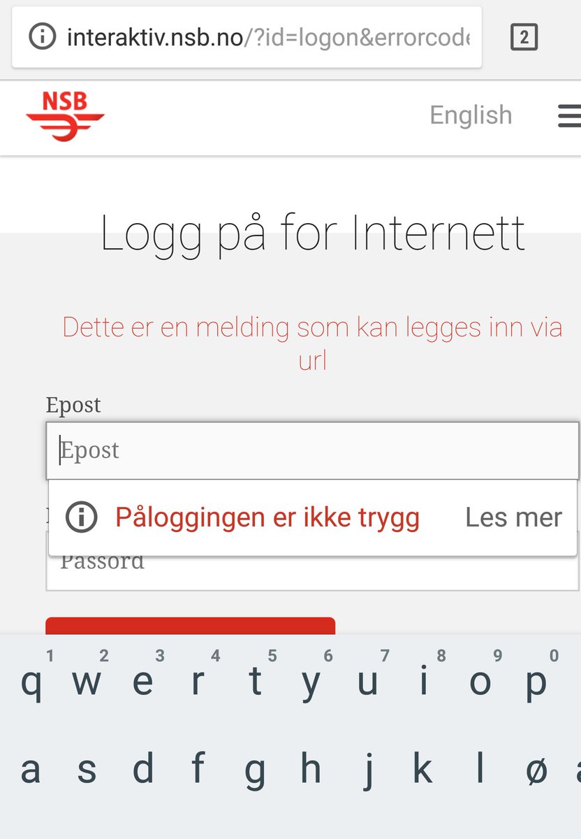 Hei <a href="/nsb_no/">NSB</a>,  kan passordet jeg bruker for wifi og til å kjøpe billetter med snappes opp via påloggingen her?