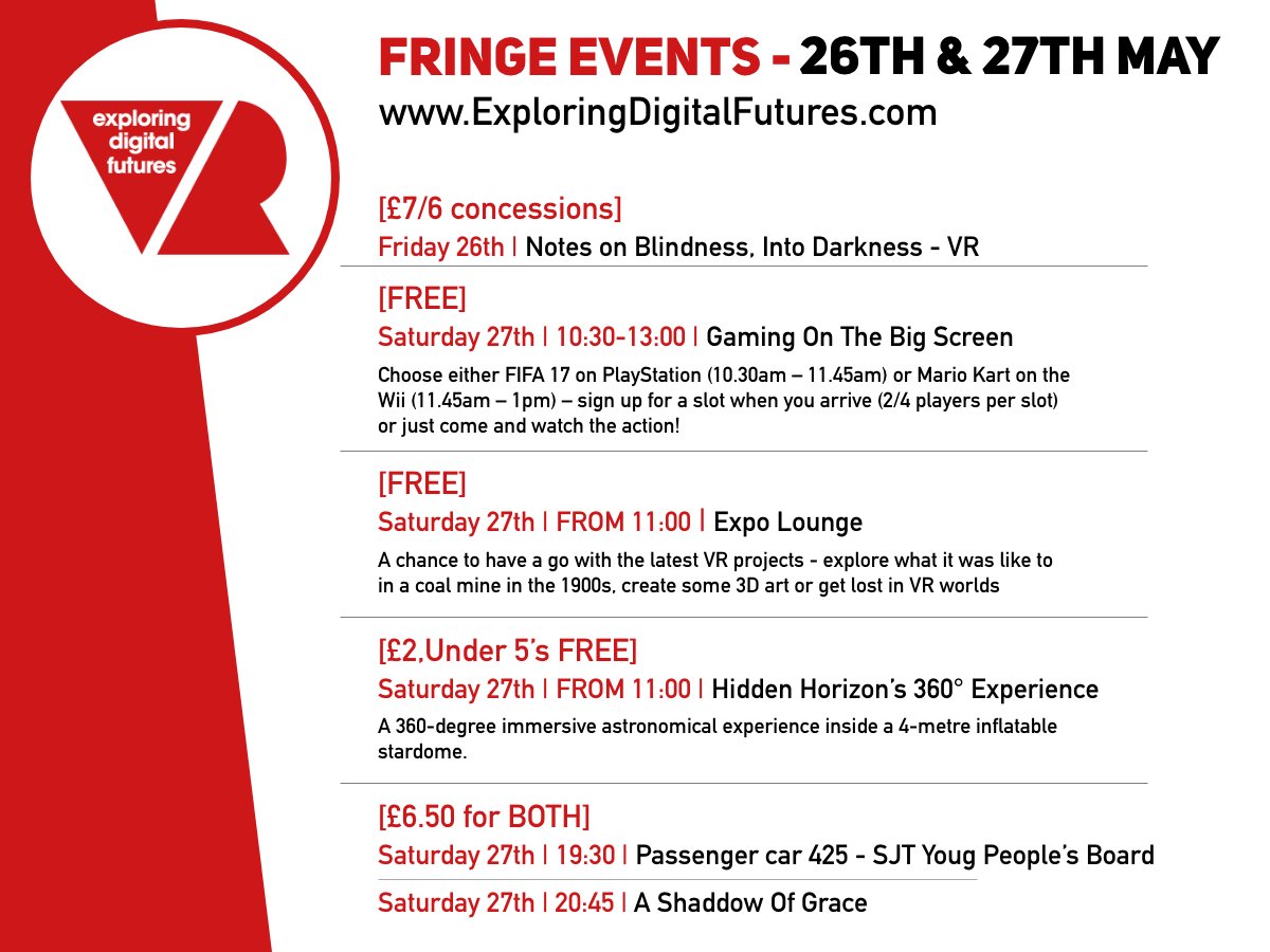 We have loads of fringe events for the people of Scarborough too! Check it out, we'd love to see you exploringdigitalfutures.com/fringe.html