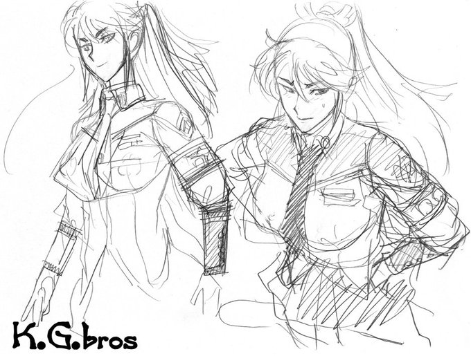 これもプロット段階で描いたもの。風紀委員ネタだったと思います。ゆえに軍服的なデザインをばモチーフにしております。一枚目はなんかパトレイバーっぽいですね…w 