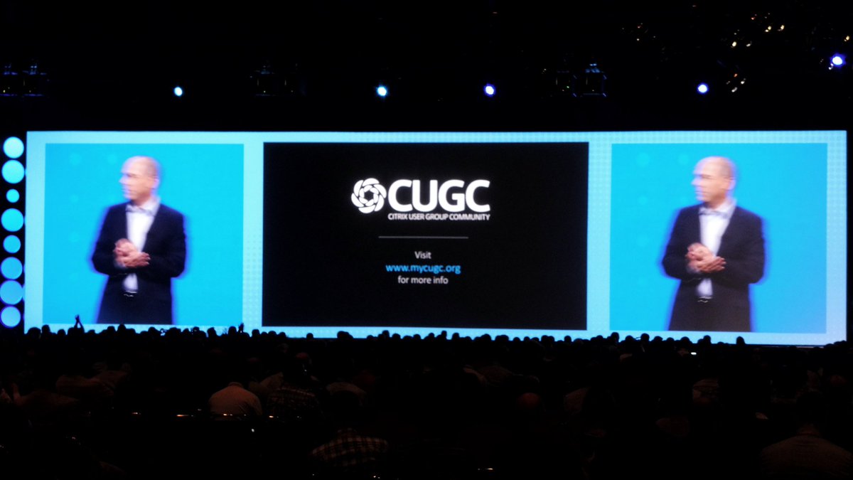 myCUGC's tweet photo. A huge thank you to the entire #myCUGC community. It's amazing to see your work recognized at the start of the #CitrixSynergy Vision Keynote https://t.co/JmkSQDo66l