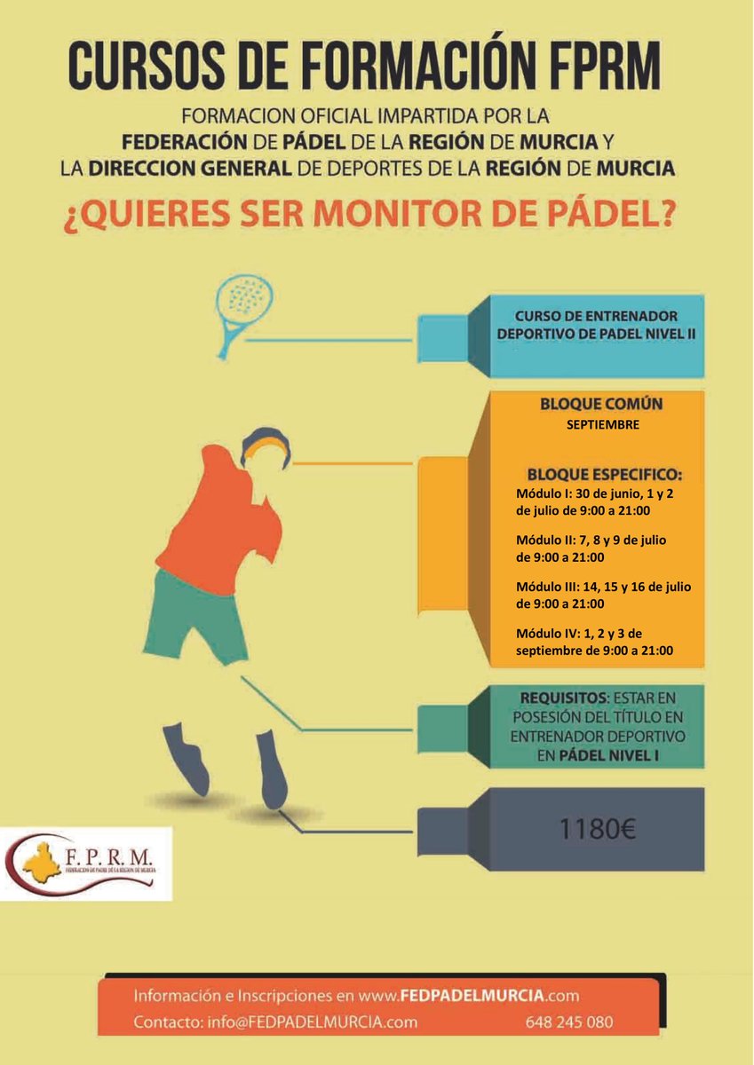 FedPadelMurcia's tweet image. Si quieres mejorar 🔝🔝  como monitor de pádel, ¡¡no dudes en apuntarte al curso de Nivel 2!! ¡¡Aún estás a tiempo!!⏱️⏱️
