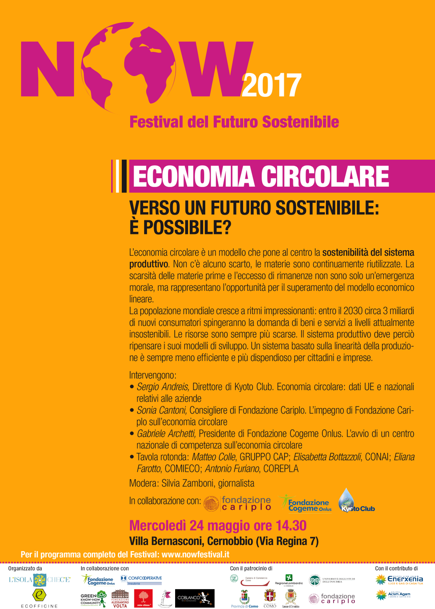 Un #futuro #sostenibile è possibile? Ne parliamo domani ore 14.30 a  <a href="/Cernobbio_City/">Cernobbio Città</a> in <a href="/villabernasconi/">villabernasconi</a> all'interno di #NowFestival2017