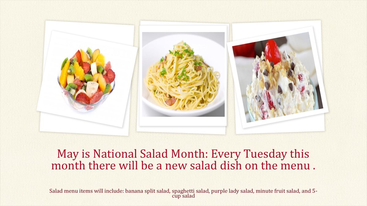 Easternstariowa's tweet photo. May is #NationalSaladMonth: Every #Tuesday this month there will be a new salad dish on the menu. Get details https://t.co/KZg1vPEfjc!! https://t.co/FnLefb1Xsw