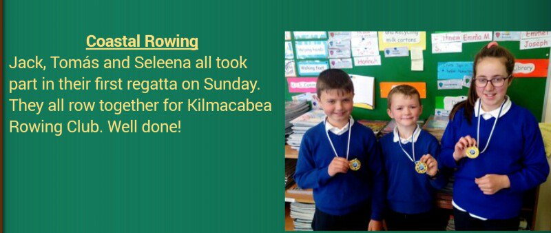Well done to Jack, Tomás and Seleena who took part in their first regatta at the weekend.