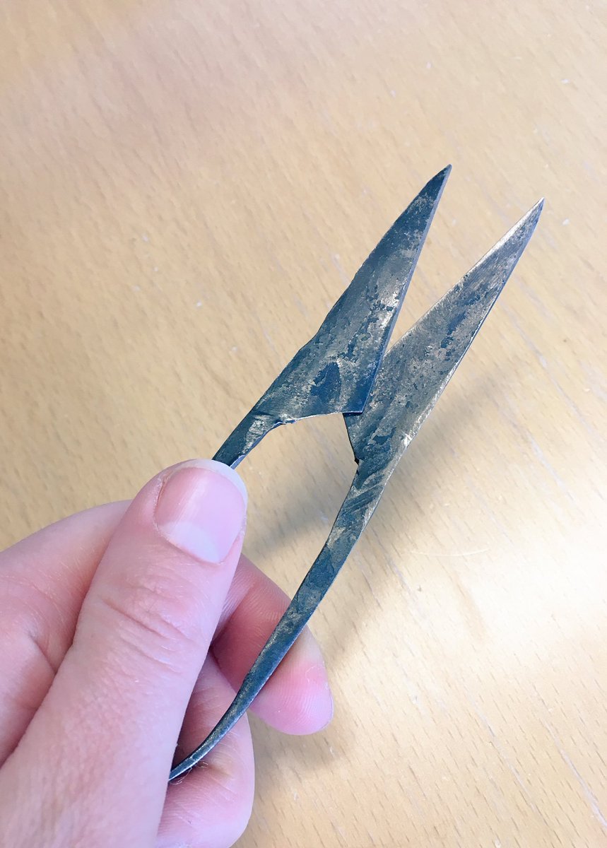 northbird_ellen's tweet photo. When your colleague asks for a scissor, but you only have a replica Iron Age scissor on the desk. #Iworkinamuseum https://t.co/ViSXZs07Jm